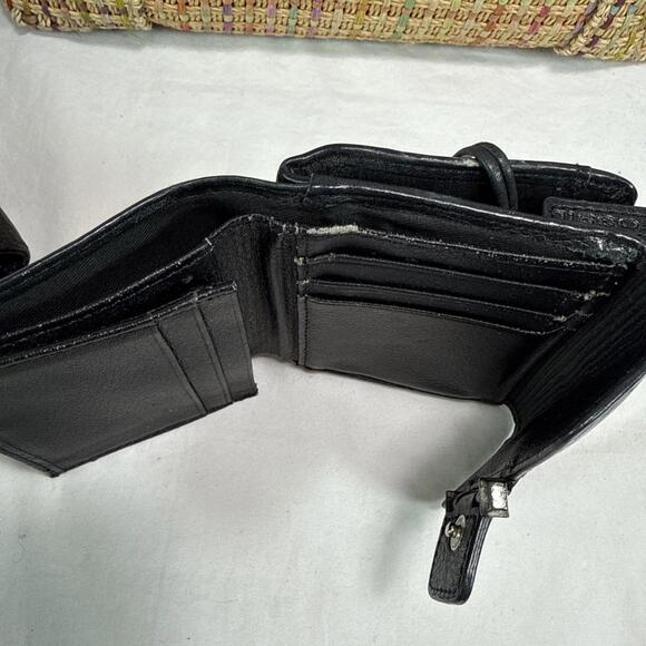 Fossil Hand Bag Lot 2 Bags And 3 Wallets Black Brown Leather Woven READ As Is - Picture 14 of 14